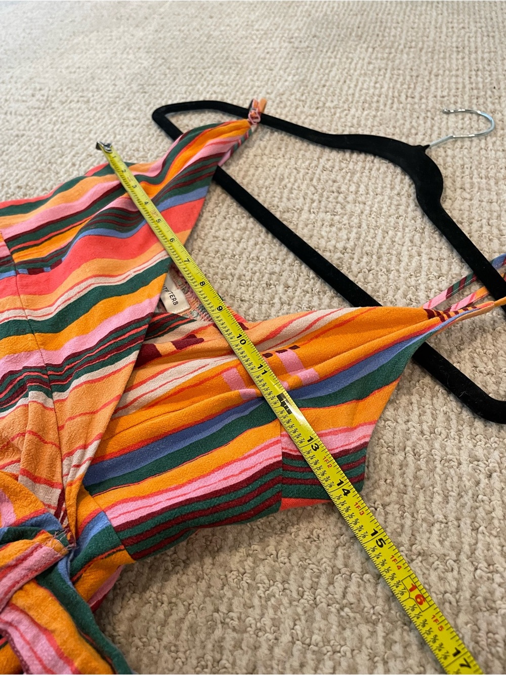 Urban Outfitters Flashing Lights Striped Wrap Midi Dress Linen XS - Picture 7 of 9